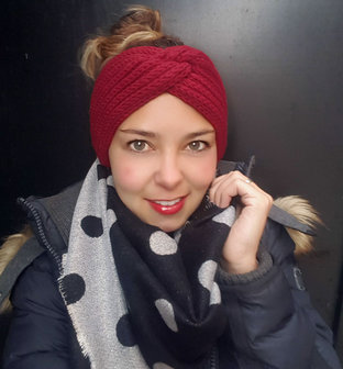 Hoofdband Winter Knot|Rood|Gebreide haarband|Warme hoofdband haarband