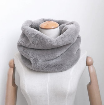 Faux fur col sjaal|Grijs|Tube shawl|col sjaal|Nep bont