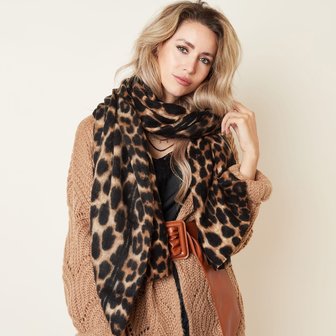 Lange dames sjaal Wild at Heart|Zwart bruin|Extra zacht|Luipaardprint