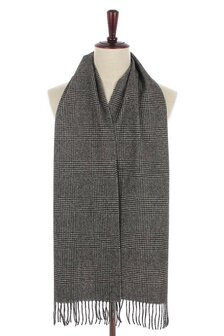 Mooie heren sjaal Pure Check|Wollen shawl|Geruit geblokt|Grijs zwart