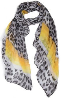 Langwerpige dames sjaal Animal Lines|Grijs geel|Dierenprint