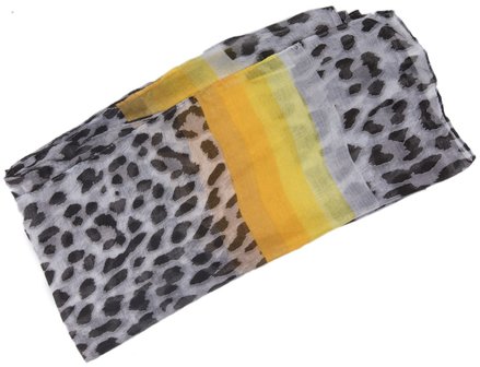 Langwerpige dames sjaal Animal Lines|Grijs geel|Dierenprint