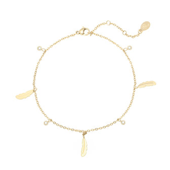 Anklet Cute Feather|Gold colored
