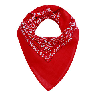 Vierkant dames sjaaltje Bandana|Rood Wit|100% katoen