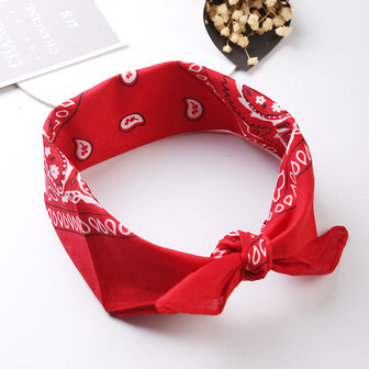 Vierkant dames sjaaltje Bandana|Rood Wit|100% katoen