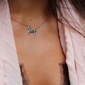 Trendy necklace Stylish Unicorn|Silver colored