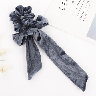 Bow scrunchy Velvet grey|Hair elastic tie|Scunchies