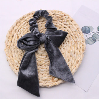 Bow scrunchy Velvet grey|Hair elastic tie|Scunchies