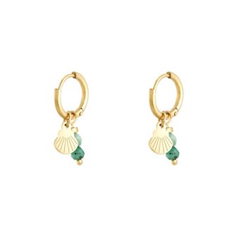 Earrings Little Shell|Gold colored green