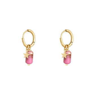 Earrings Candy|Gold colored pink|Star char