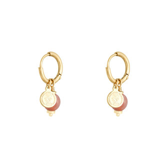 Earrings Disco|Gold colored pink|Charm