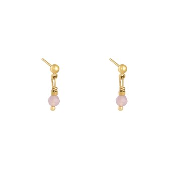 Earrings Peacock|Gold colored pink|Charm