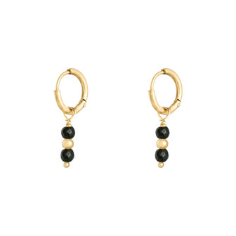 Earrings Pine|Gold colored black|Beads