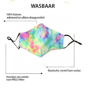 Stoer blauw mondkapje Happy Colors|Katoen mondkapje|Wasbaar herbruikbaar