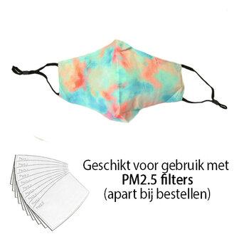 Stoer turquoise mondkapje Happy Colors|Katoen mondkapje|Wasbaar herbruikbaar