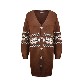 Nordic style cardigan Malmo|brown|medium length