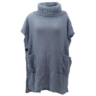 Zachte poncho Turtleneck|Grijs|Zacht acryl