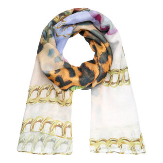 Lange dames sjaal Magnolia|Lange shawl|Luipaard kettingen|Paars