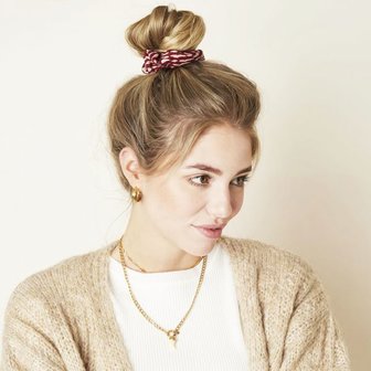 Mooie scrunchie Animal|Haarelastiek|Goud Rood|Froezel