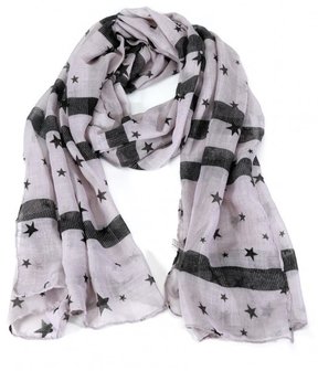 Lange dames sjaal Stars Falling|Lange shawl|Sterrenprint grijs