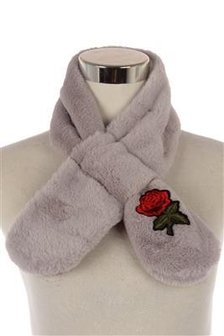 Warme faux fur girl&#039;s scarf Rose light grey