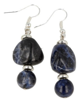 Soldalite earrings|Crystal jewellery|Silver colored