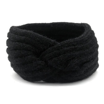 Hoofdband Winter Knot|Zwart|Gebreide haarband|Warme hoofdband haarband