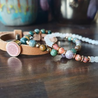 Set beaded bracelets For You|Leather bracelet armband|Stone beads