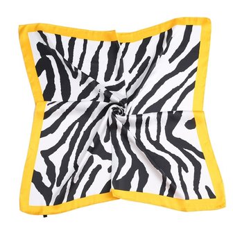Klein sjaaltje Silky Zebra|Geel vierkante sjaal|Zijdezacht sjaaltje
