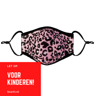 Roze mondmasker kinderen Leo|Katoen mondkapje|Wasbaar|Excl. filters