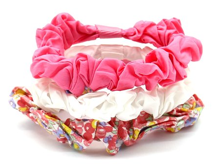 Scrunchie set Floral|Haarelastiekjes|Roze Wit Geel|3 Stuks