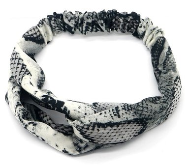 Haarband Happy Snake|Chiffon|Grijs zwart slangenprint