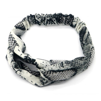 Headband Happy Snake|Chiffon|Grey Black White snake print