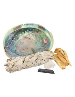 Abalone Smudge kit|Palo Santo Sage Gemstones|Cleansing ritual