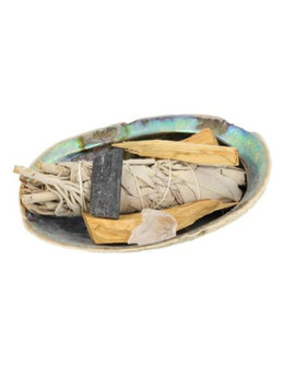 Abalone Smudge kit|Palo Santo Sage Gemstones|Cleansing ritual