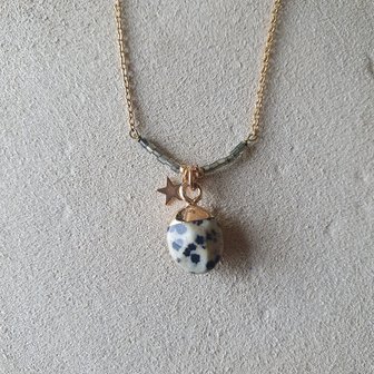 Dalmatian Jasper necklace|Gemstone jewellery|Gold colored