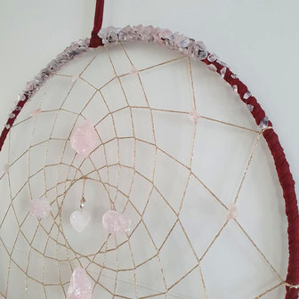 Dreamcatcher Love|Gemstone Rose quartz|Handmade 35cm