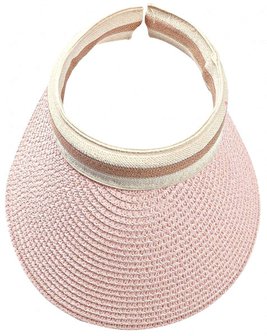 Zonneklep Happy Me - Roze zomerhoed - Strandhoed Zonnehoed