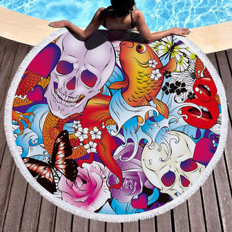 Beach roundie Unicorn|Microfiber|Extra thick quality|Round beach towel|Black pink