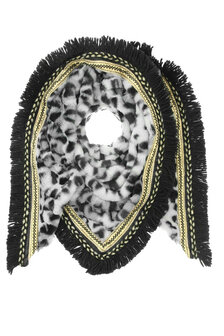 Faux fur driehoek shawl Leopard Luxury|Grijs zwart|Nepbont|Luipaardprint