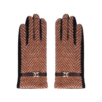 Soft women&#039;s gloves Tartan Buckle|Black brown|Tartan print|Warm gloves