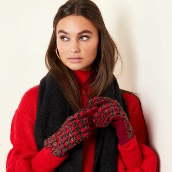 Soft women&#039;s gloves Pleated|Red Black|Warm gloves