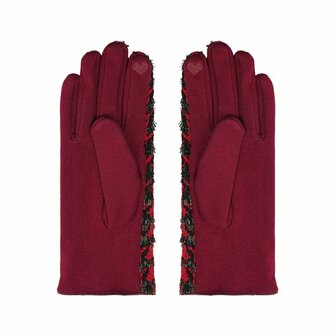 Zachte dames handschoenen Pleated|Rood Zwart|warme handschoenen