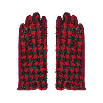 Zachte dames handschoenen Pleated|Rood Zwart|warme handschoenen