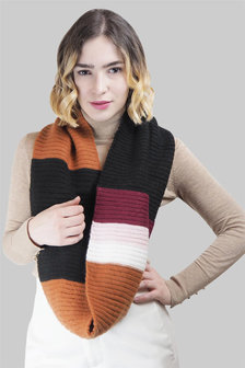 Col sjaal Colour Block|Tube shawl|Roze Rood Bruin