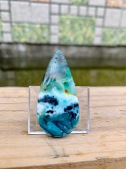 Blauwe Opaal versteend hout|Natuurlijk koper|Cabochon cabs