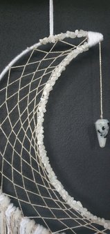 Dromenvanger Moonchild|Regenboog Maansteen Bergkristal edelsteen|Handgemaakt 32cm