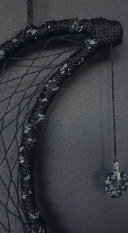 Dromenvanger Dark Side Of The Moon|Sneeuwvlok Obsidiaan edelsteen|Handgemaakt 32cm