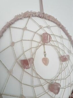 Dromenvanger Cute Love|Edelsteen Roze kwarts|Handgemaakt 25cm