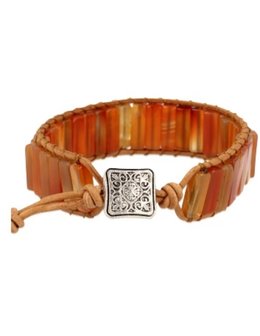 Armbandenset edelsteen set Boho Me|Leren armband|Carneool Tijgeroog